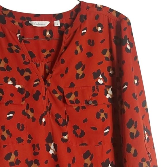 Reitmans Burnt Orange Leopard Print Blouse Size 16 - Picture 2 of 4